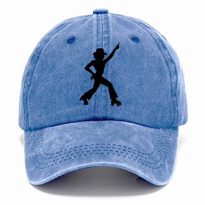 Retro roller skater in disco pose - Classic Cap - Summer Sky(Blue)
