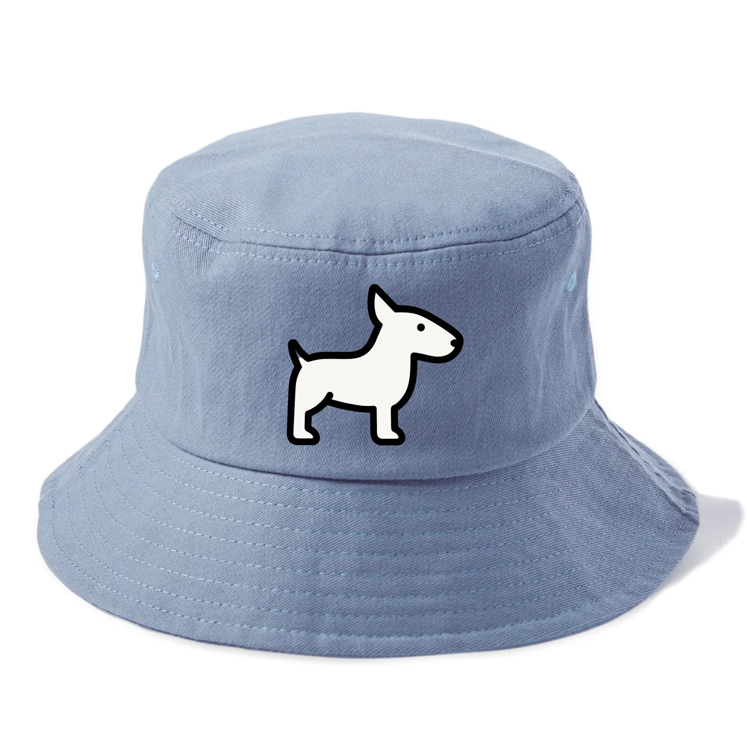 Bull Terrier - White egg-shaped head flat side profile - Bucket Hat - Summer Sky(Blue)