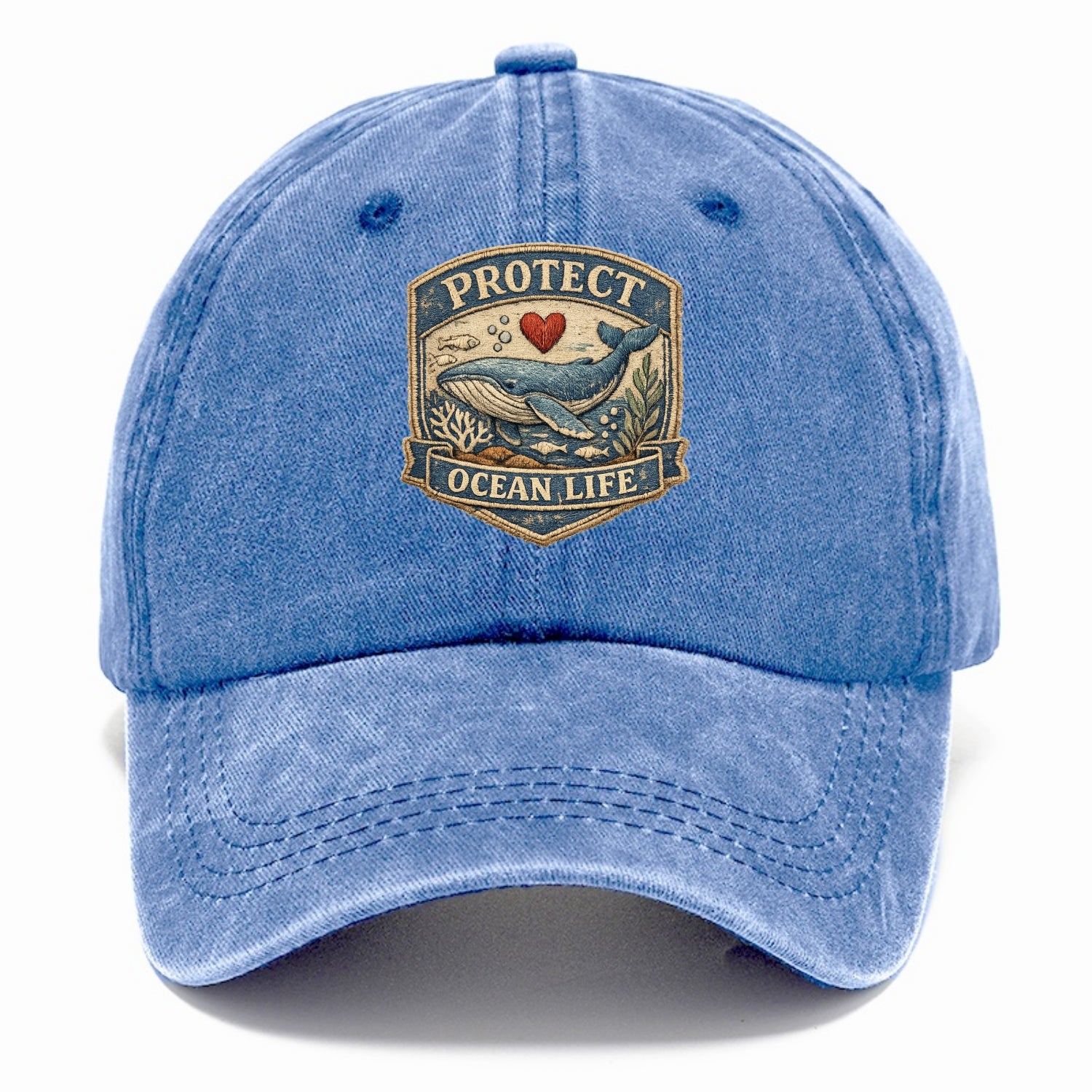 PROTECT OCEAN LIFE - whale with heart in blue , marine conservation - Classic Cap - Summer Sky(Blue)
