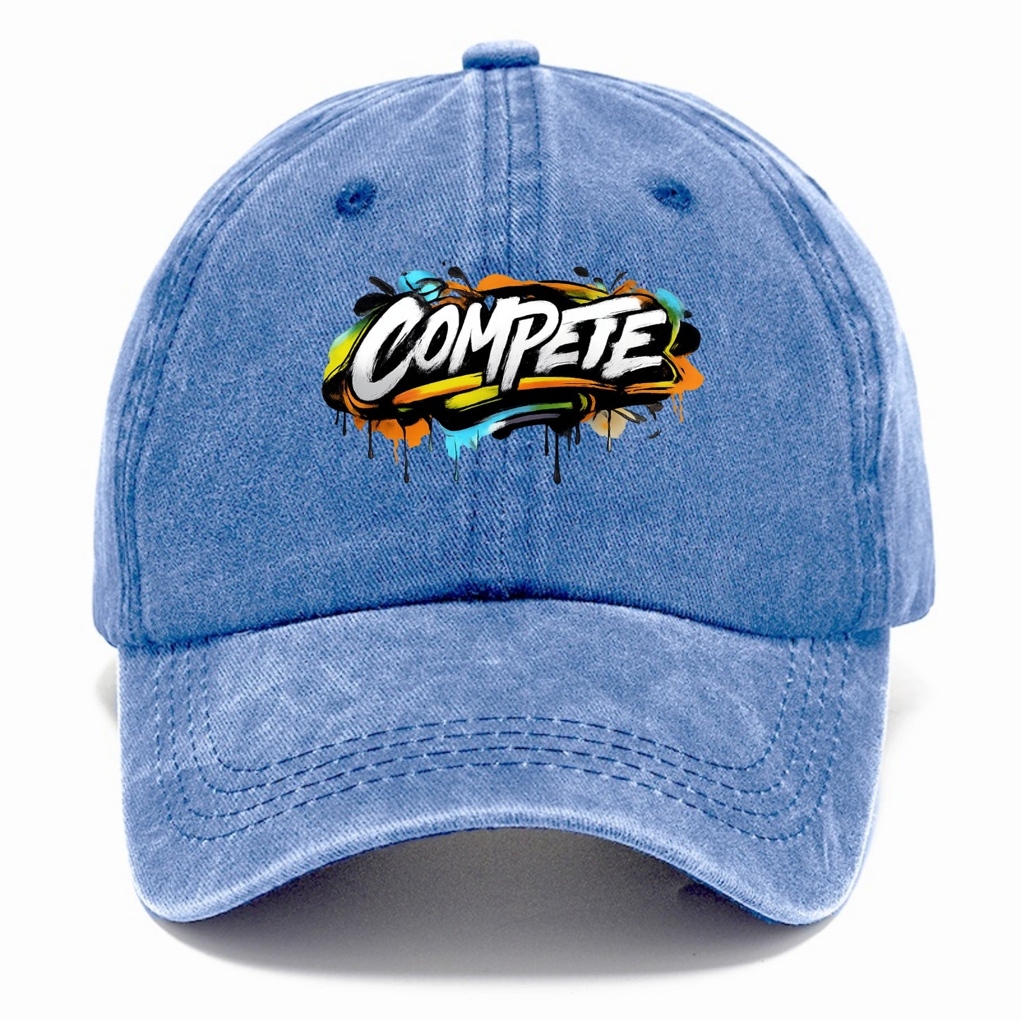 Bold typography design - "COMPETE" - competitive spirit, love the game - Classic Cap - Summer Sky(Blue)
