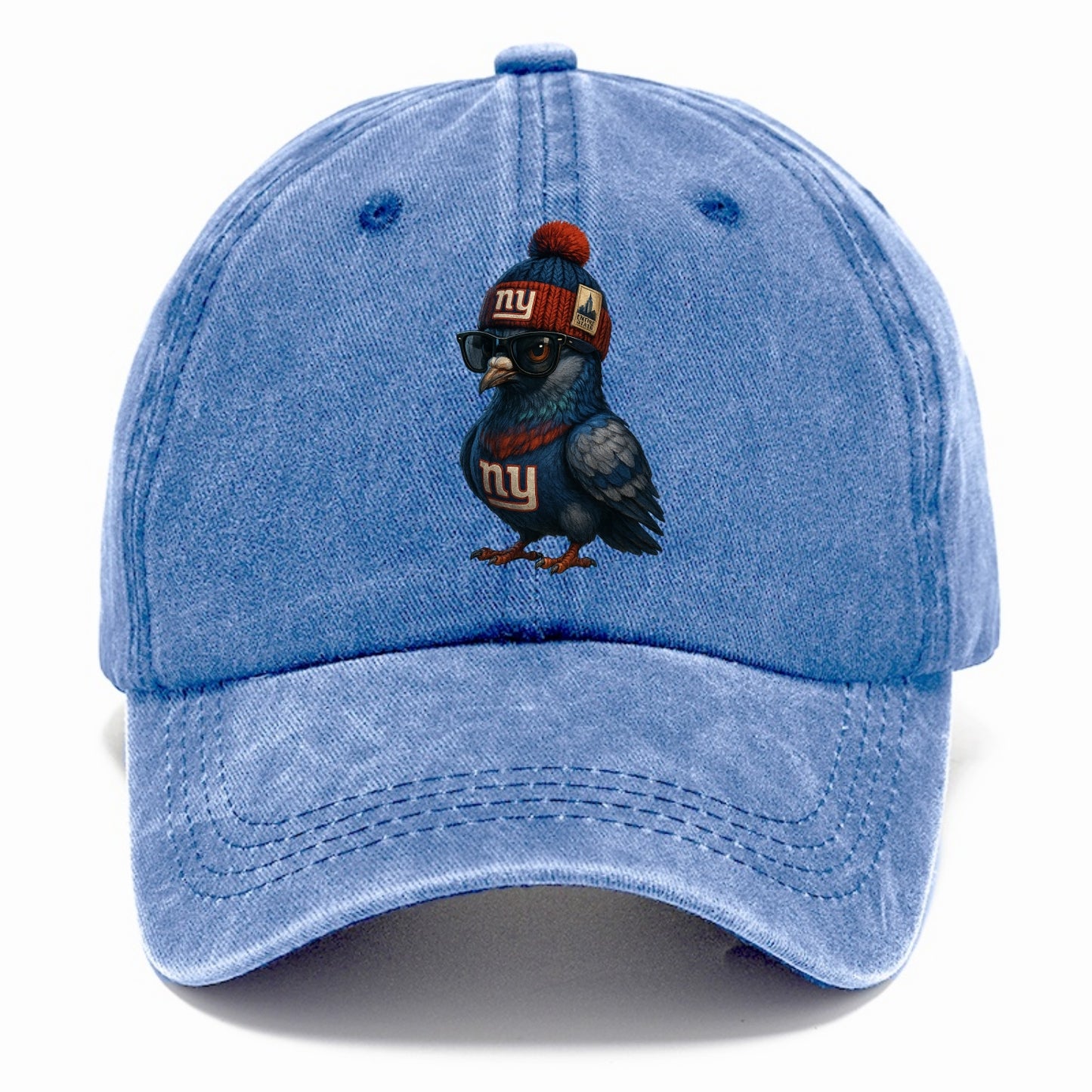 Manhattan Pigeon wearing Giants beanie with Empire State patch and wayfarer sunglasses - Classic Cap - Summer Sky(Blue)