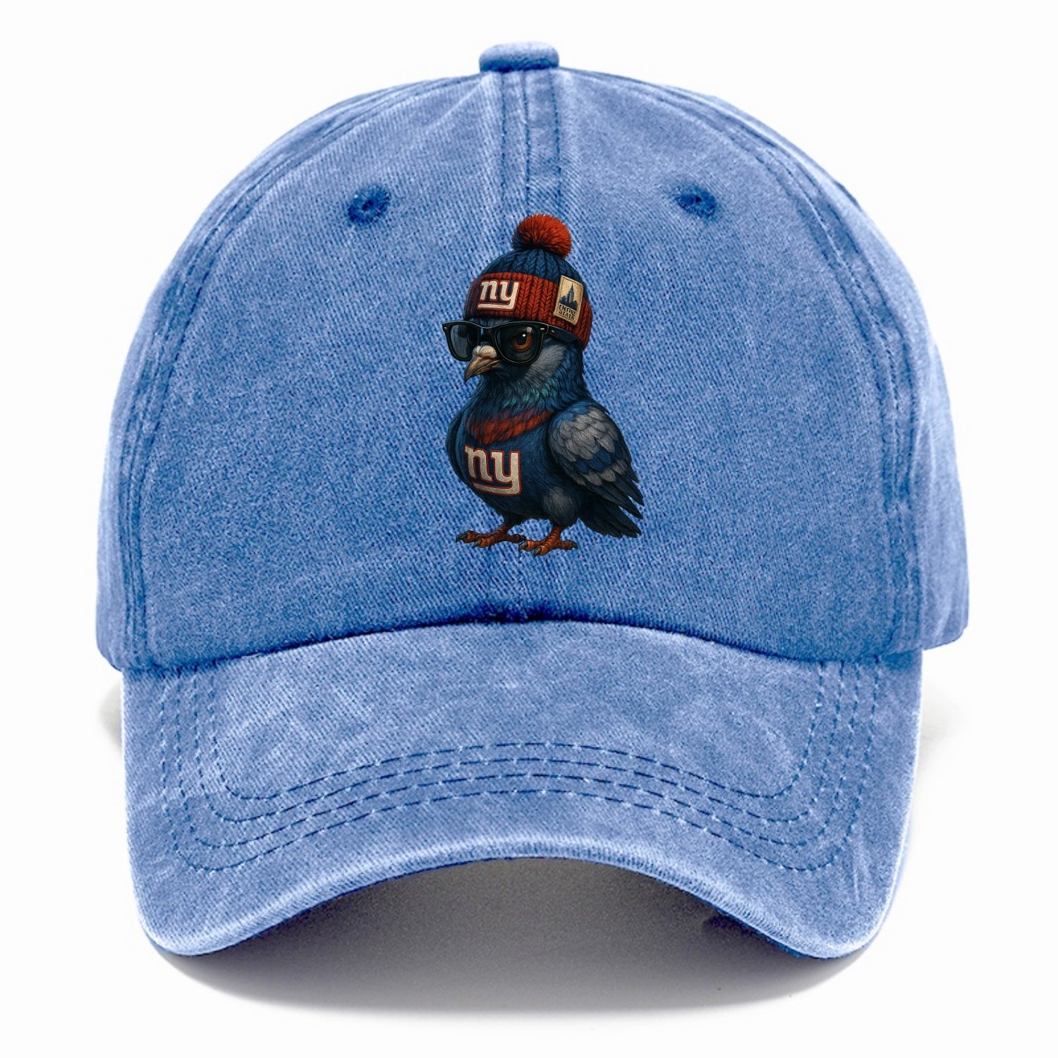 Manhattan Pigeon wearing Giants beanie with Empire State patch and wayfarer sunglasses - Classic Cap - Summer Sky(Blue)