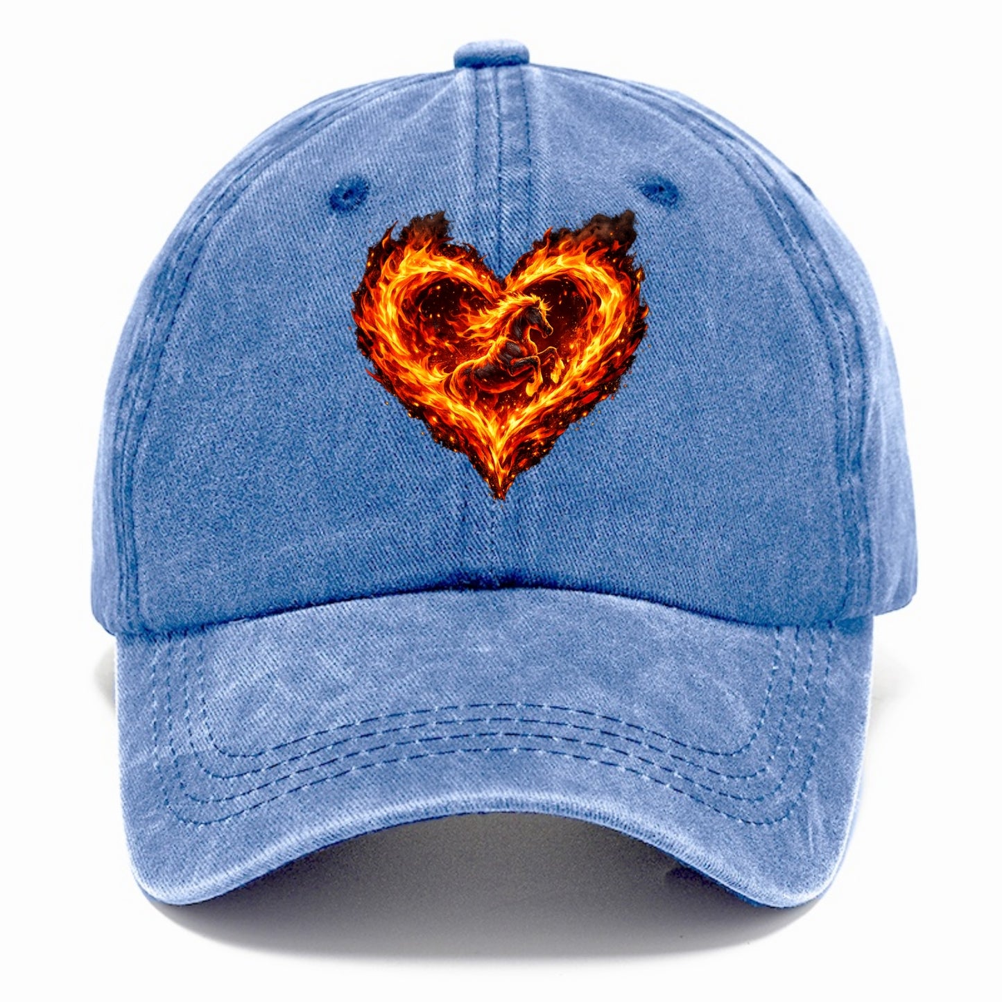 HEART OF FIRE | Flaming heart with horse silhouette inside | Passion embodied | Love - Classic Cap - Summer Sky(Blue)