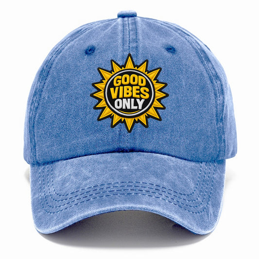 GOOD VIBES ONLY - sun with text in yellow , positive energy - Classic Cap - Summer Sky(Blue)