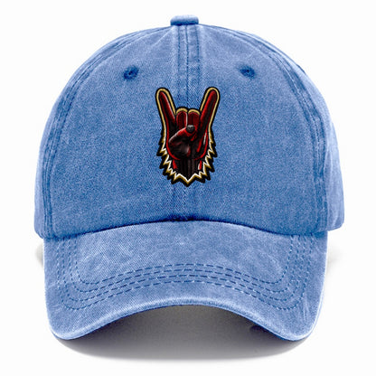 ROCK HAND HORNS - devil horns hand gesture in black and red , metal music - Classic Cap - Summer Sky(Blue)