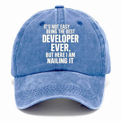 It's not easy being the best DEVELOPER ever, but here I am nailing it - Classic Cap - Summer Sky(Blue)
