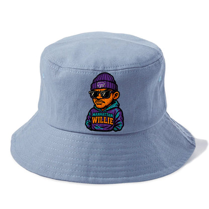 Manhattan Willie wearing Kansas State beanie with powercat patch - Bucket Hat - Summer Sky(Blue)