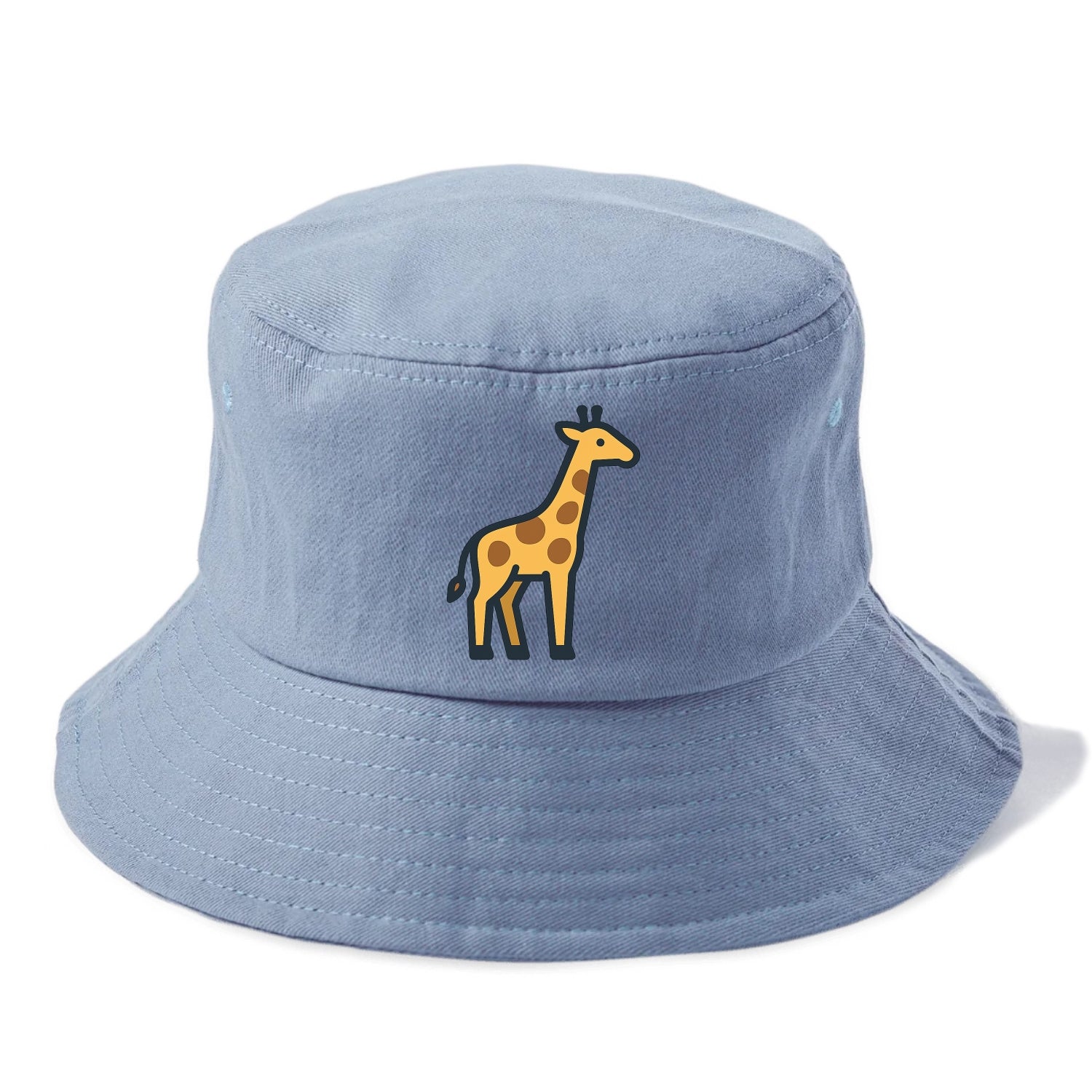 Giraffe - Yellow with brown patches flat side profile - Bucket Hat - Summer Sky(Blue)