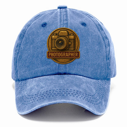 Camera with vintage lens - photographer badge - Classic Cap - Summer Sky(Blue)