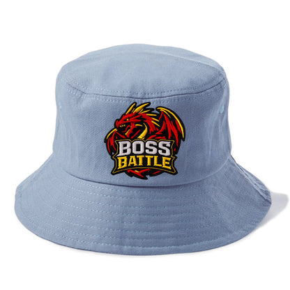 BOSS BATTLE - dragon silhouette in red and gold , raid - Bucket Hat - Summer Sky(Blue)