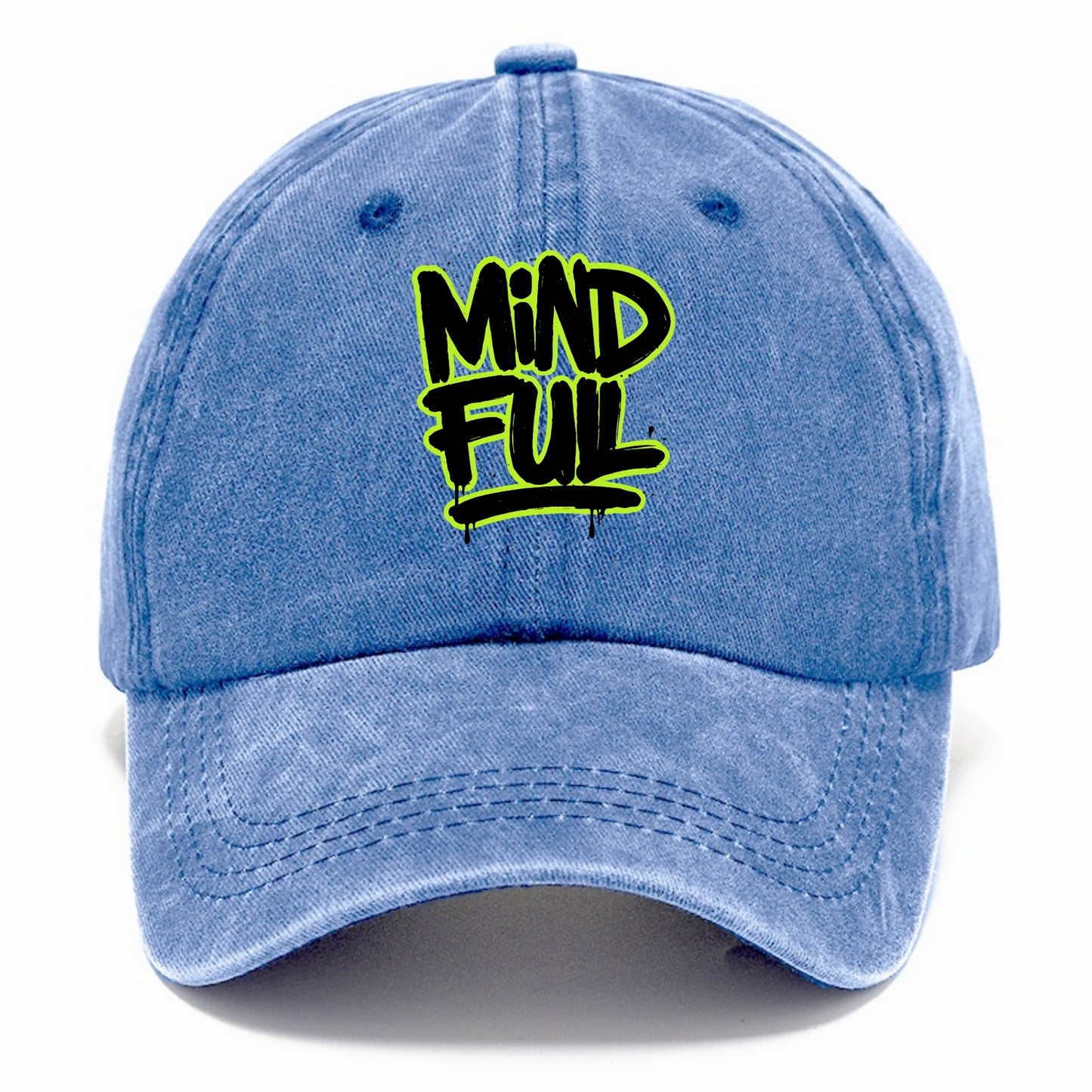 Bold typography design - "MINDFUL" - present awareness, conscious living - Classic Cap - Summer Sky(Blue)