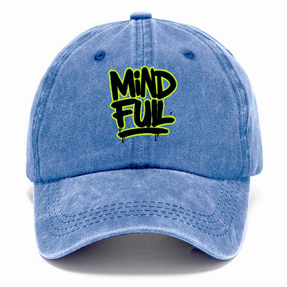 Bold typography design - "MINDFUL" - present awareness, conscious living - Classic Cap - Summer Sky(Blue)