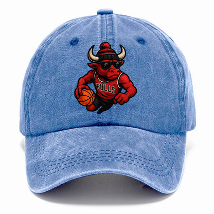 Chicago Bull wearing Bulls red and black beanie with horns design and wayfarer - Classic Cap - Summer Sky(Blue)