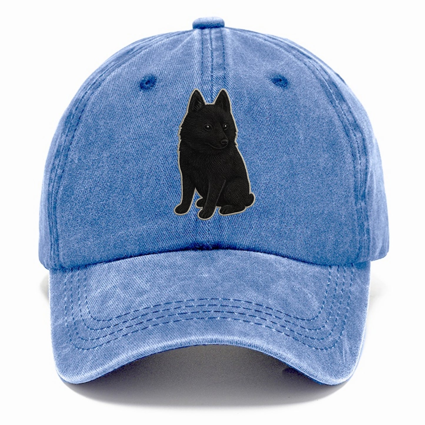 Schipperke - Solid black small embroidered sitting pose - Classic Cap - Summer Sky(Blue)