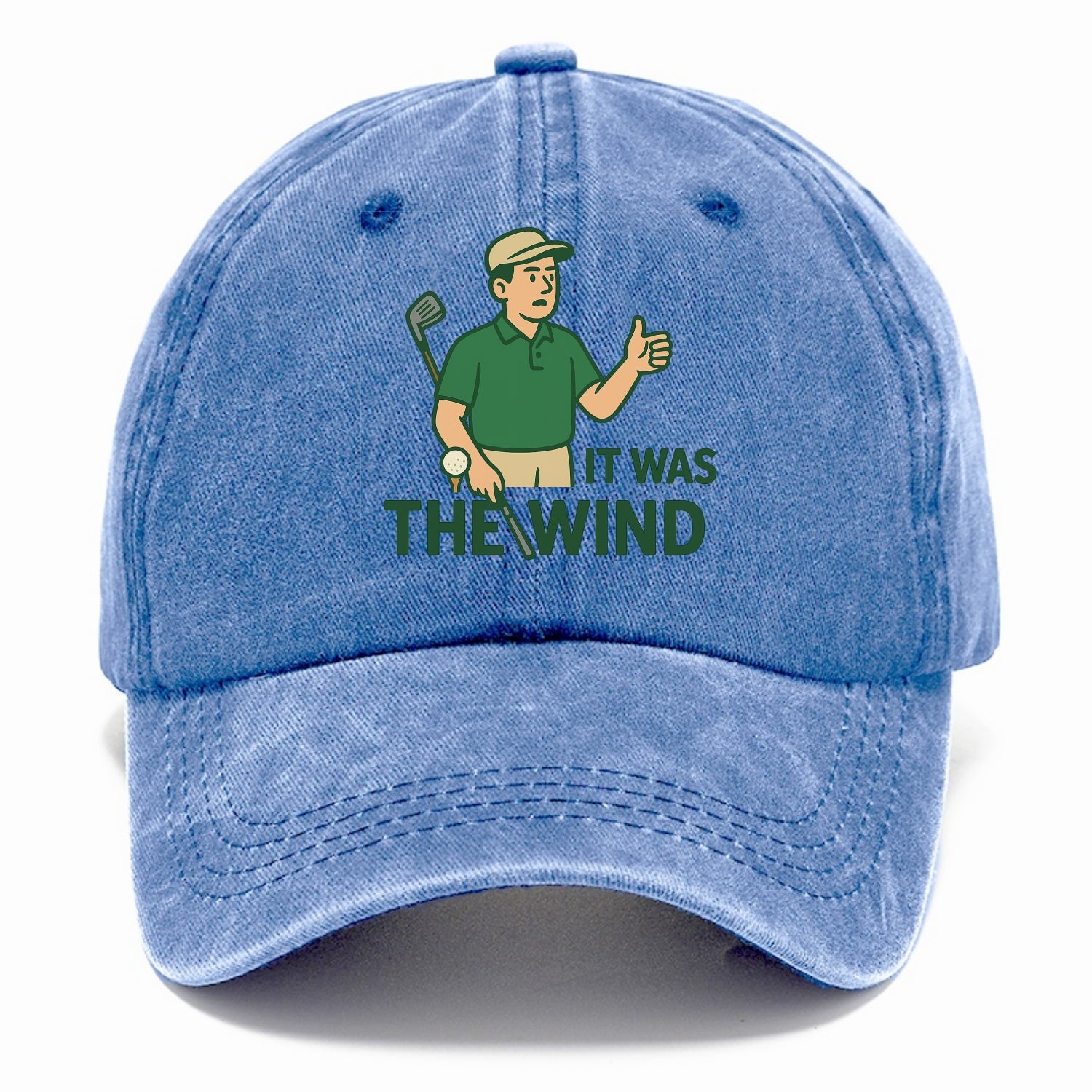 Golfer blaming the wind with hair perfectly still - "It Was the Wind" - classic excuse - Classic Cap - Summer Sky(Blue)