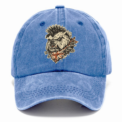 PUNK BULLDOG | British bulldog with mohawk | Safety pins through collar | Union Jack - Classic Cap - Summer Sky(Blue)
