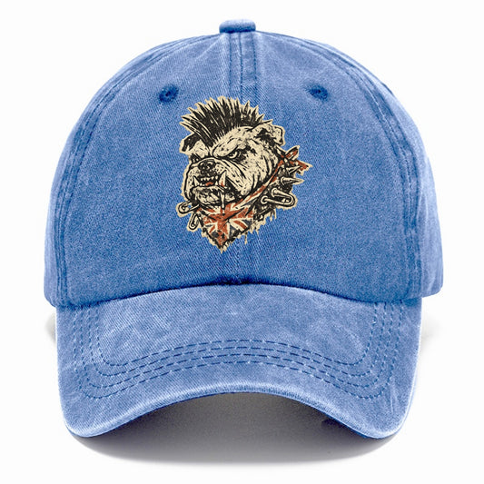 PUNK BULLDOG | British bulldog with mohawk | Safety pins through collar | Union Jack - Classic Cap - Summer Sky(Blue)
