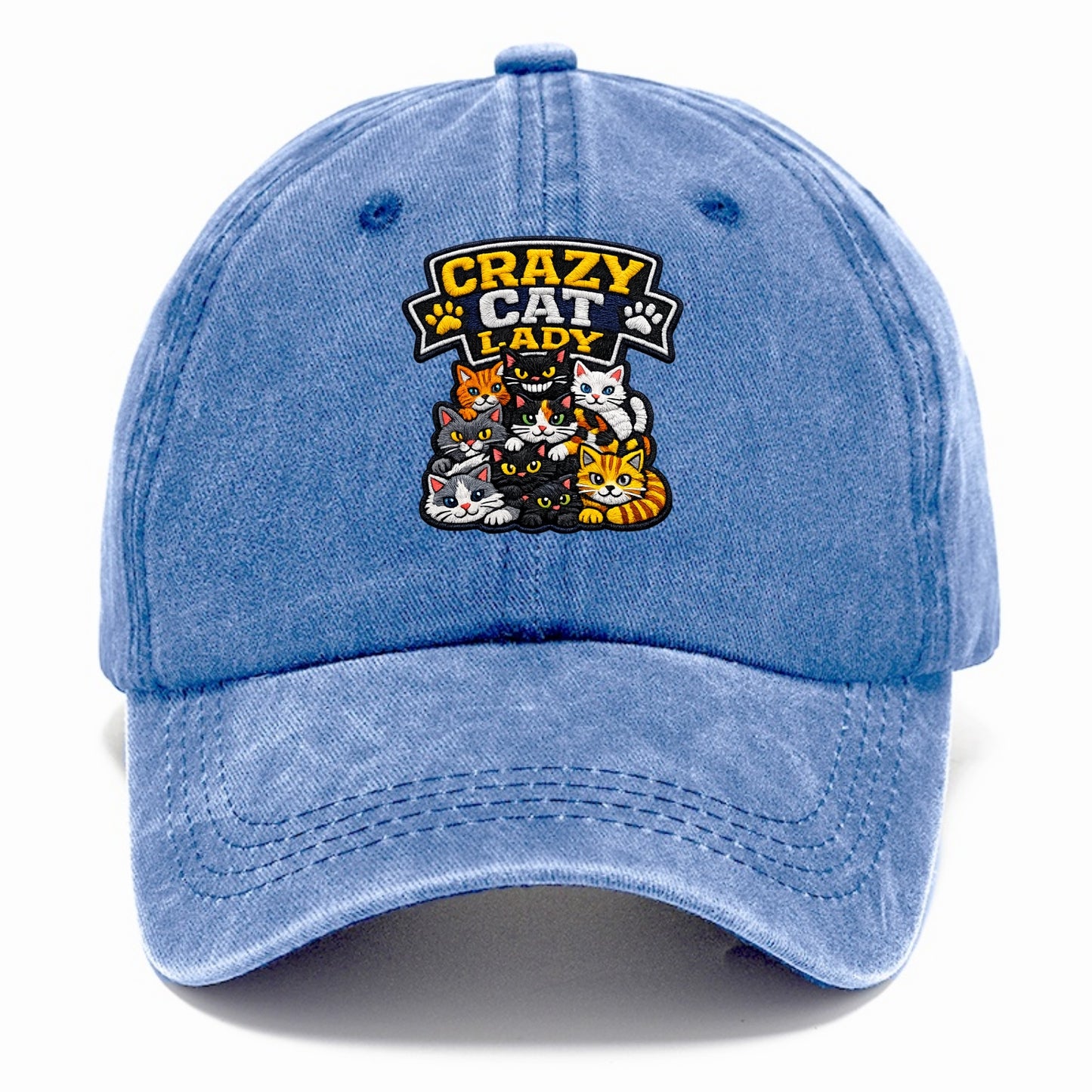 CRAZY CAT LADY - cat pile in multicolor , cat collector - Classic Cap - Summer Sky(Blue)