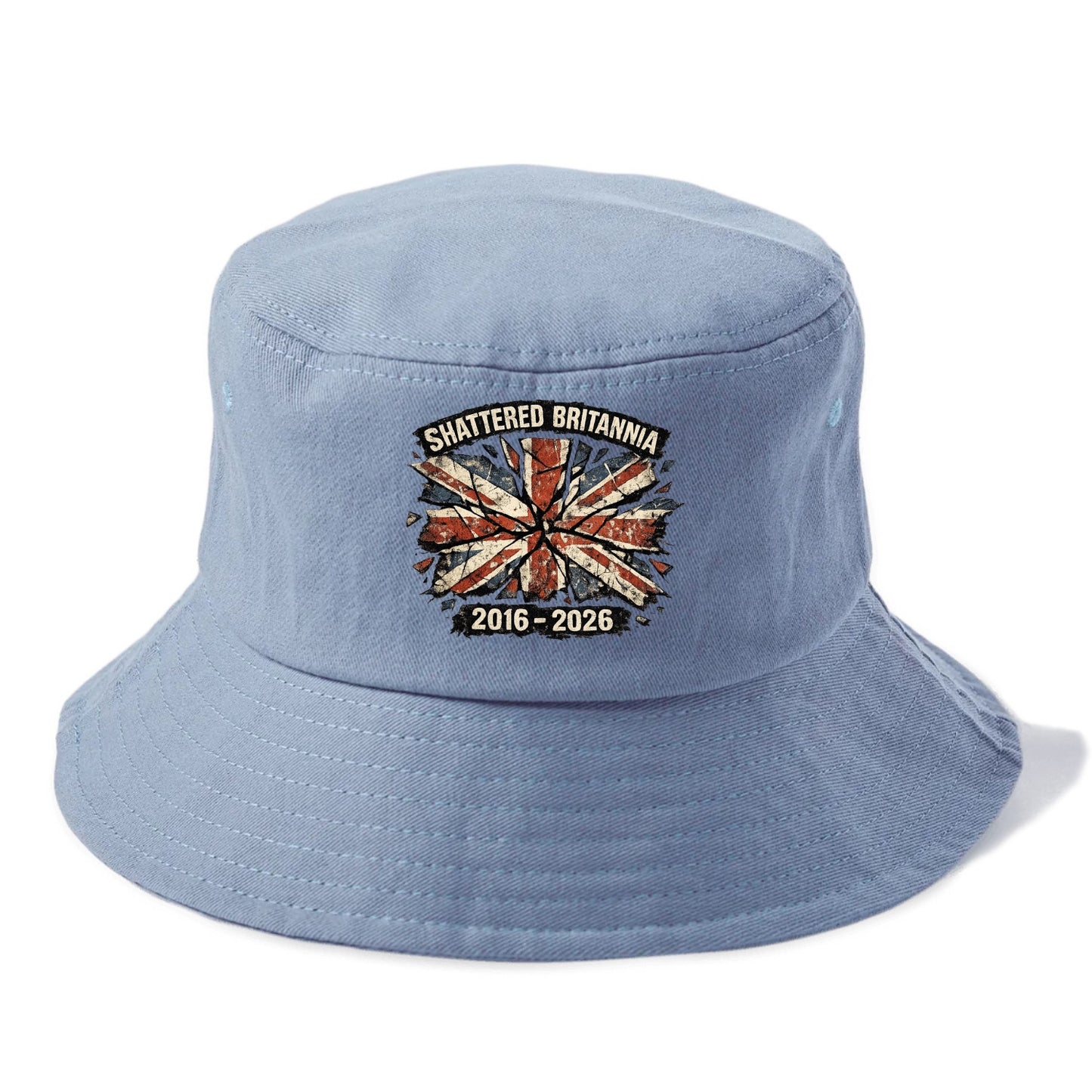 SHATTERED BRITANNIA | Cracked broken Union Jack | Fragmented glass effect | Pieces - Bucket Hat - Summer Sky(Blue)