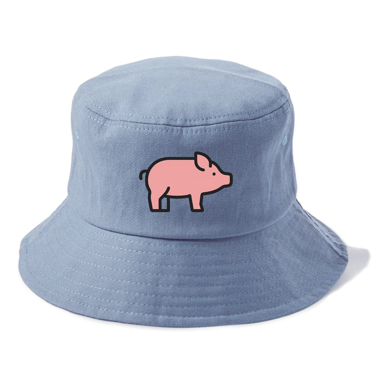 Pig - Pink farm pig flat side profile - Bucket Hat - Summer Sky(Blue)