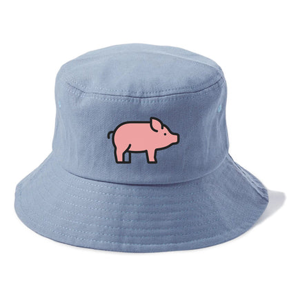 Pig - Pink farm pig flat side profile - Bucket Hat - Summer Sky(Blue)