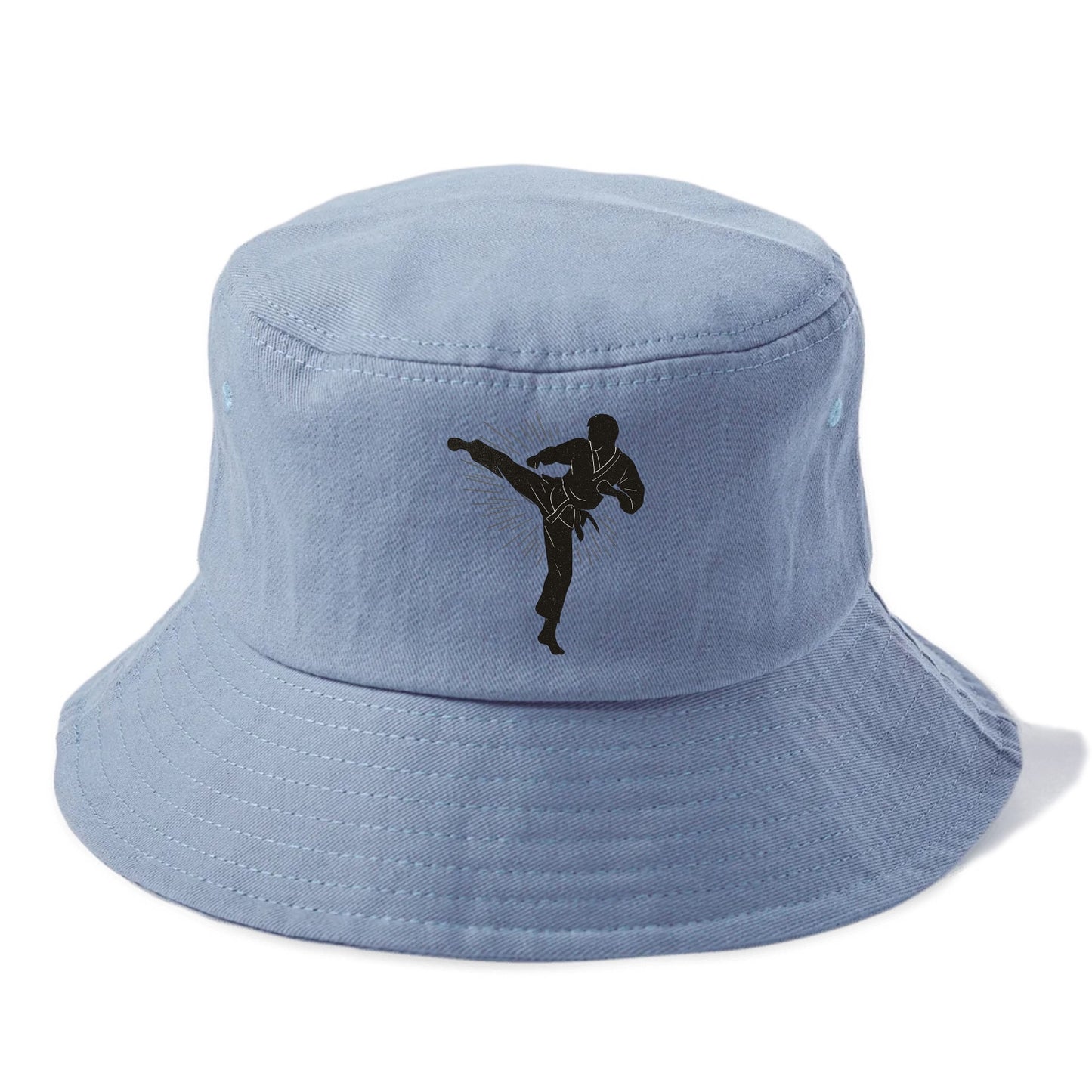 Taekwondo athlete spinning heel kick - Bucket Hat - Summer Sky(Blue)