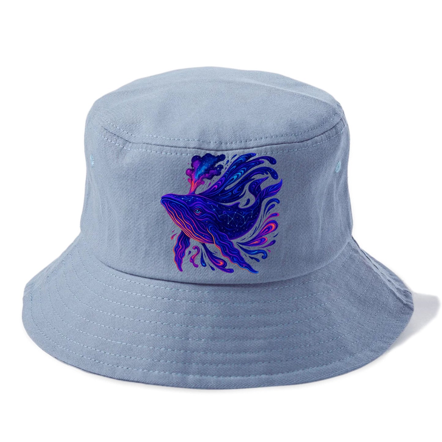 Majestic whale with body composed of galaxy clusters, stellar fins flowing like cosmic - Bucket Hat - Summer Sky(Blue)