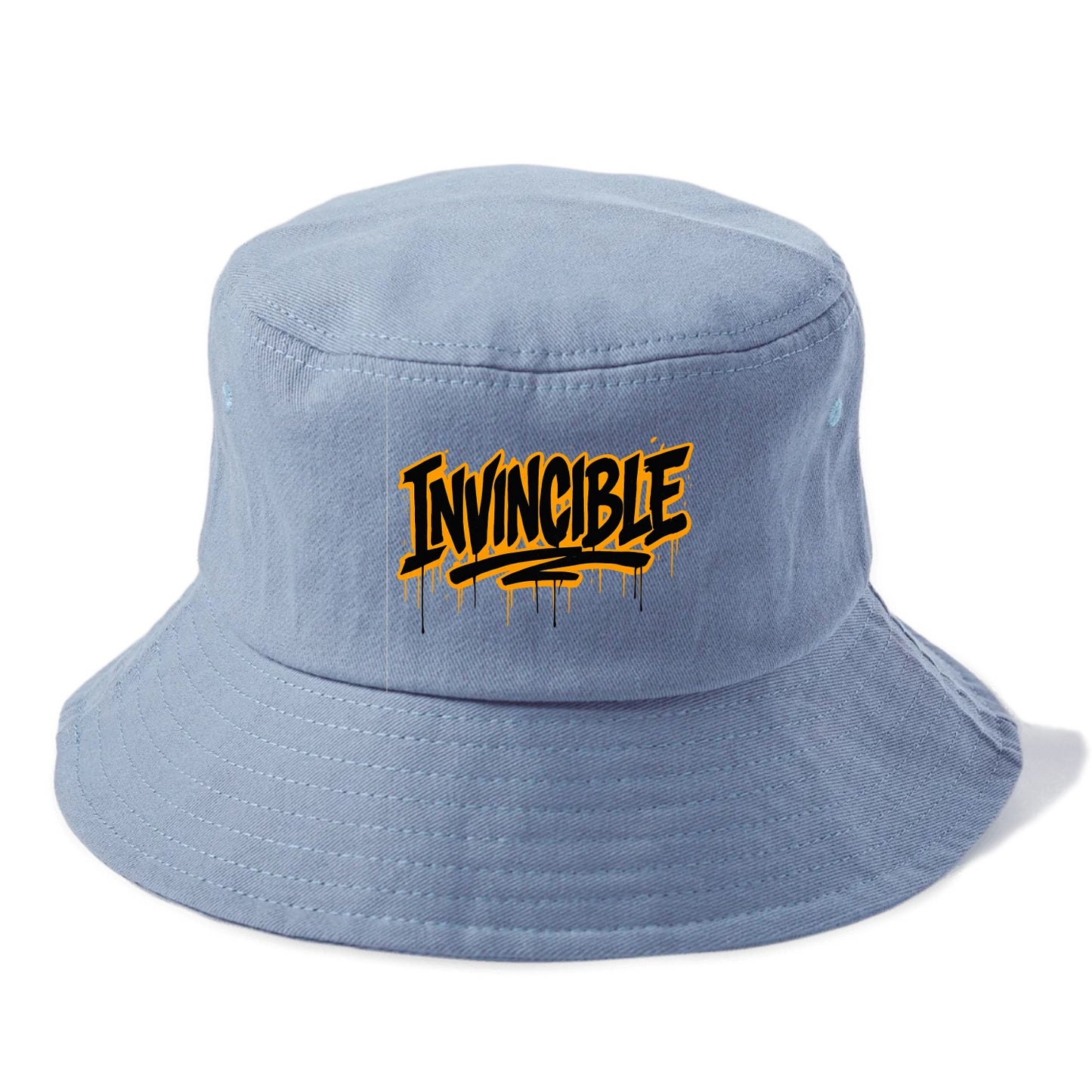 Bold typography design - "INVINCIBLE" - cannot be defeated, unconquerable - Bucket Hat - Summer Sky(Blue)
