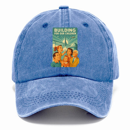 Multiple generations celebrating progress together - "Building for Our Children" - - Classic Cap - Summer Sky(Blue)