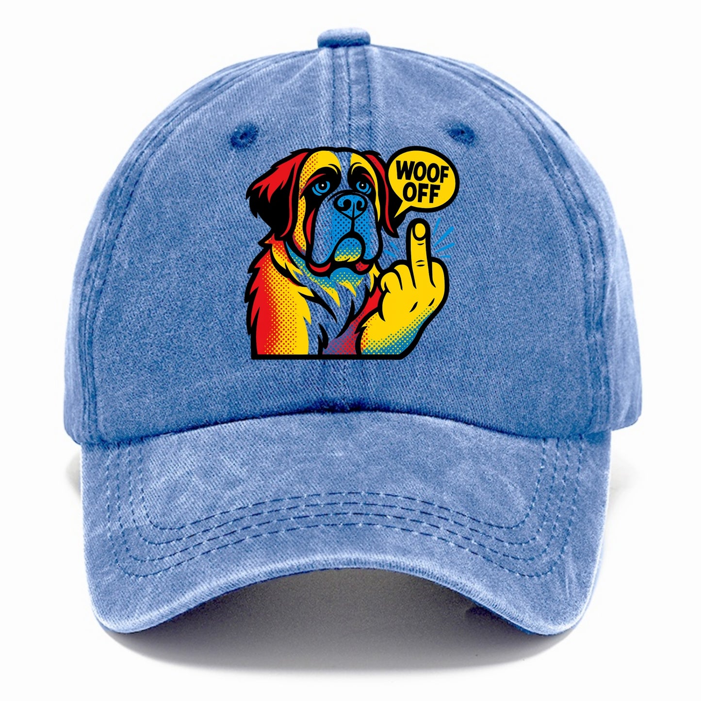 Saint Bernard with gentle giant face and droopy jowls, huge paw raised - Classic Cap - Summer Sky(Blue)