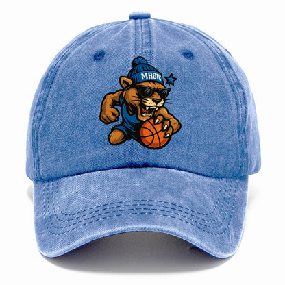 Florida Panther wearing Magic beanie with star wand patch and wayfarer sunglasses - Classic Cap - Summer Sky(Blue)