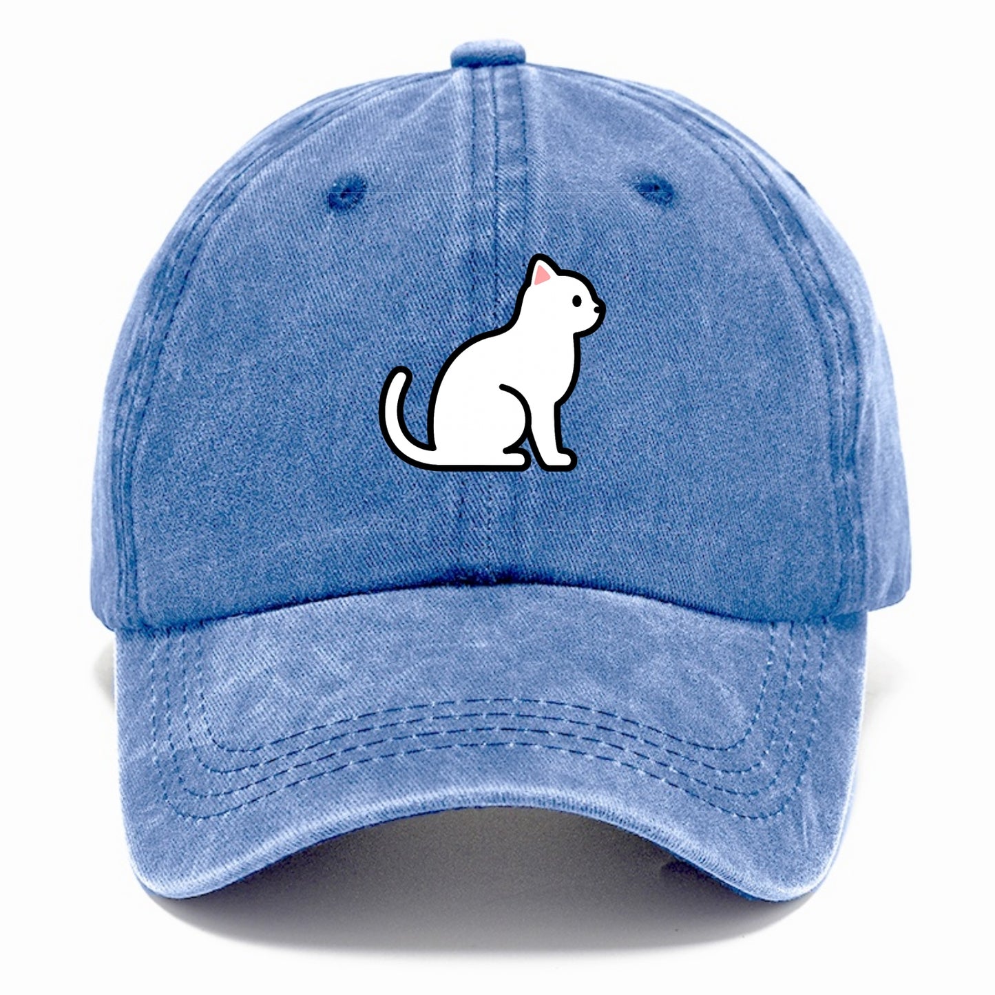 Domestic Shorthair - White classic flat side profile - Classic Cap - Summer Sky(Blue)