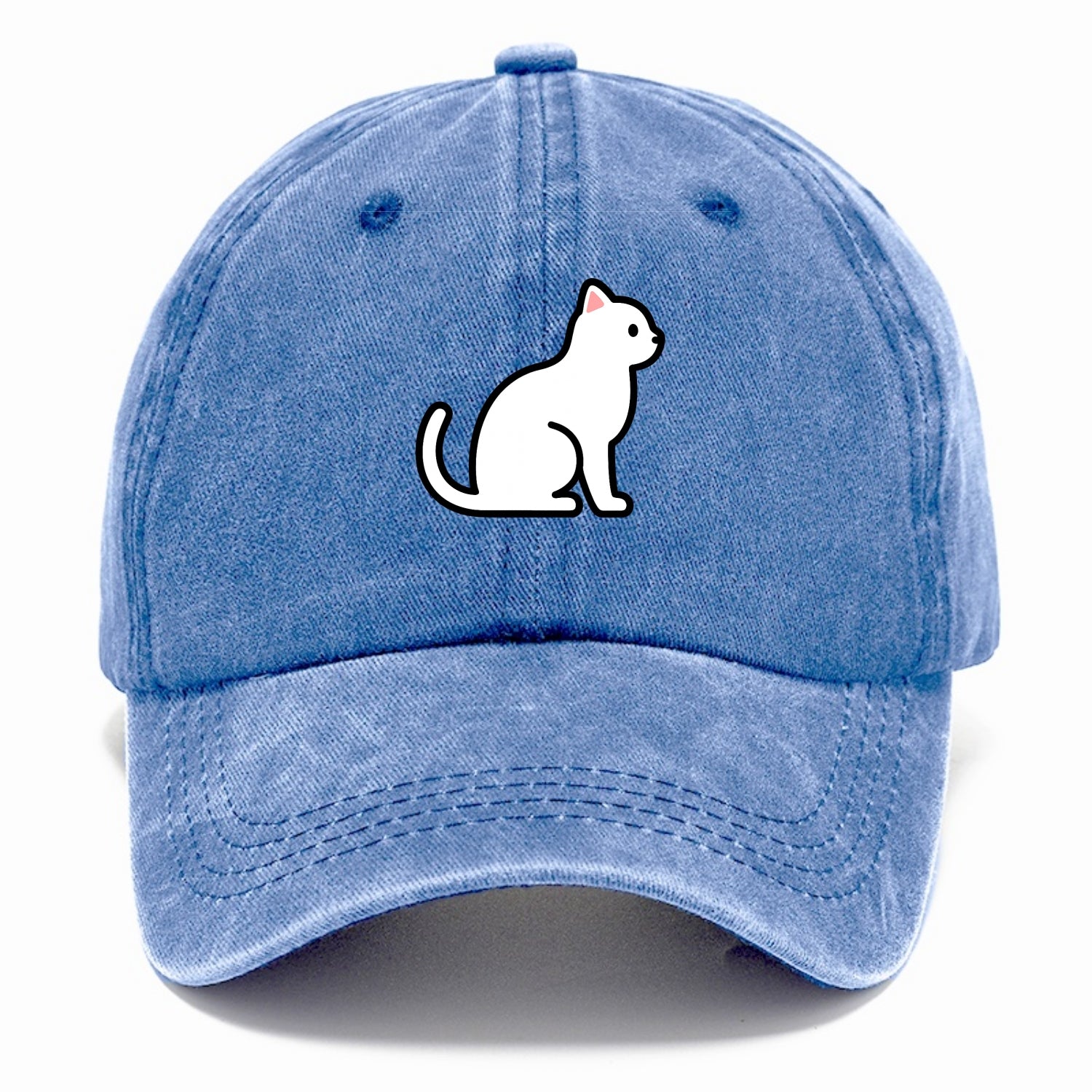 Domestic Shorthair - White classic flat side profile - Classic Cap - Summer Sky(Blue)