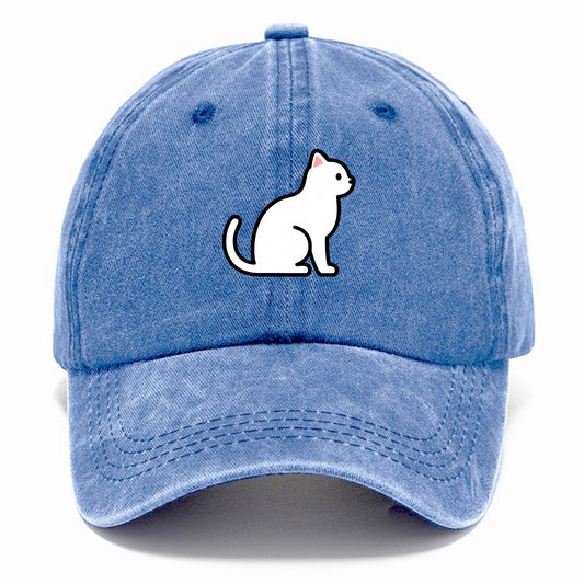 Domestic Shorthair - White classic flat side profile - Classic Cap - Summer Sky(Blue)