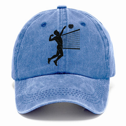 Volleyball player spiking at the net - Classic Cap - Summer Sky(Blue)