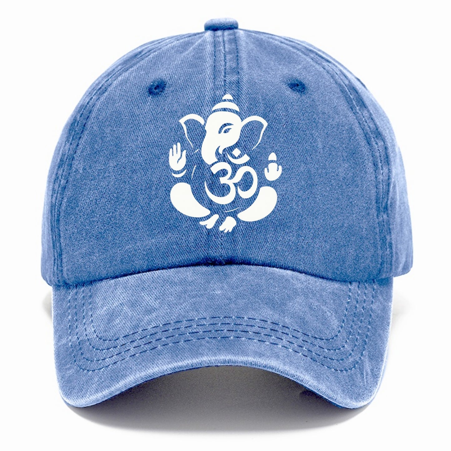 Ganesha elephant silhouette - negative space creates om symbol - Classic Cap - Summer Sky(Blue)