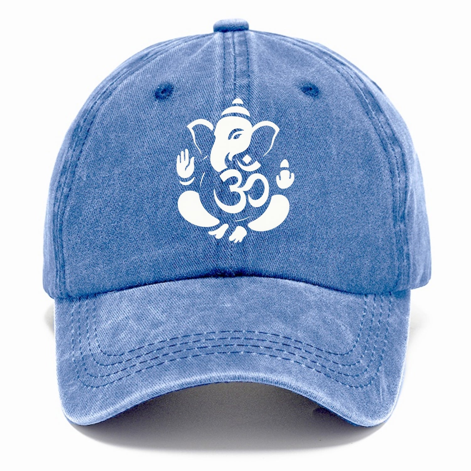 Ganesha elephant silhouette - negative space creates om symbol - Classic Cap - Summer Sky(Blue)