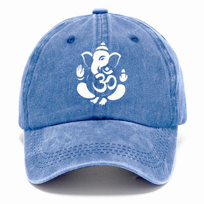 Ganesha elephant silhouette - negative space creates om symbol - Classic Cap - Summer Sky(Blue)