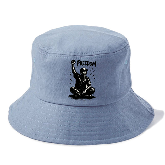 Sit-in protest figure - civil disobedience ink art - Bucket Hat - Summer Sky(Blue)