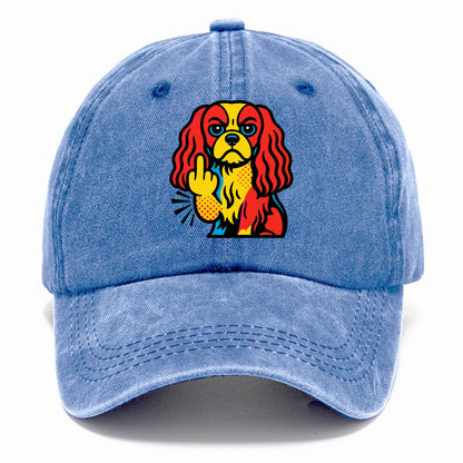 Cavalier King Charles Spaniel with long ears, regal paw giving finger - Classic Cap - Summer Sky(Blue)