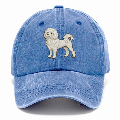 Löwchen - Little Lion Dog white embroidered pose - Classic Cap - Summer Sky(Blue)