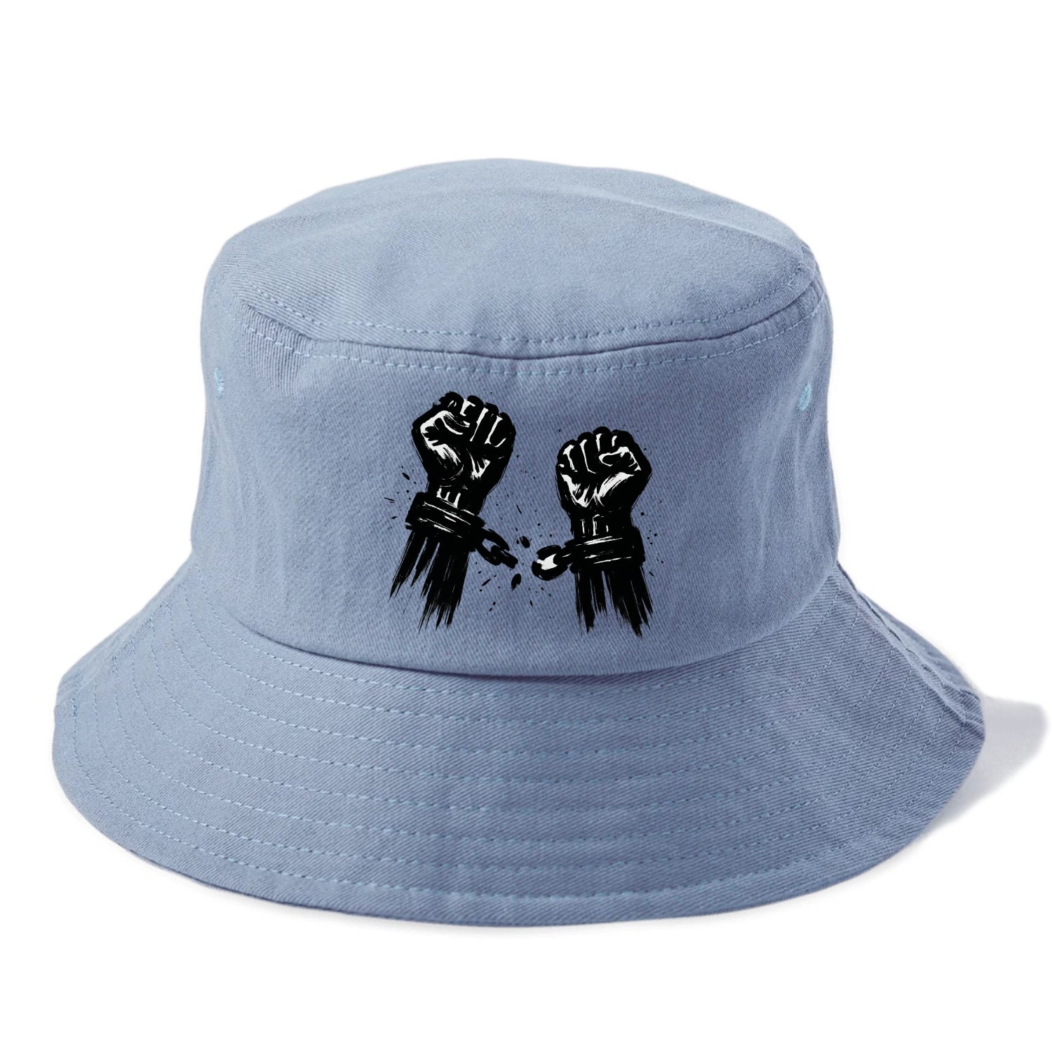 Two raised fists breaking chains - liberation and freedom ink painting - Bucket Hat - Summer Sky(Blue)