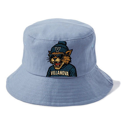 Villanova Wildcat wearing Villanova beanie with V patch - Bucket Hat - Summer Sky(Blue)