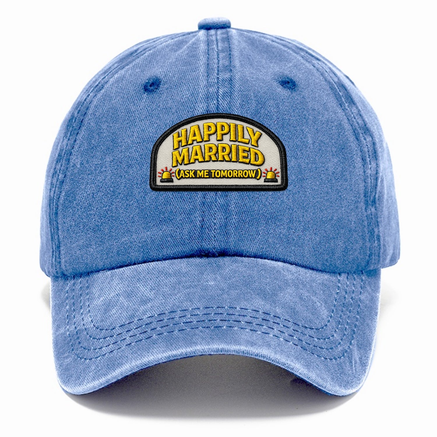 HAPPILY MARRIED  - yellow ask tomorrow - yellow - marital flux - Classic Cap - Summer Sky(Blue)