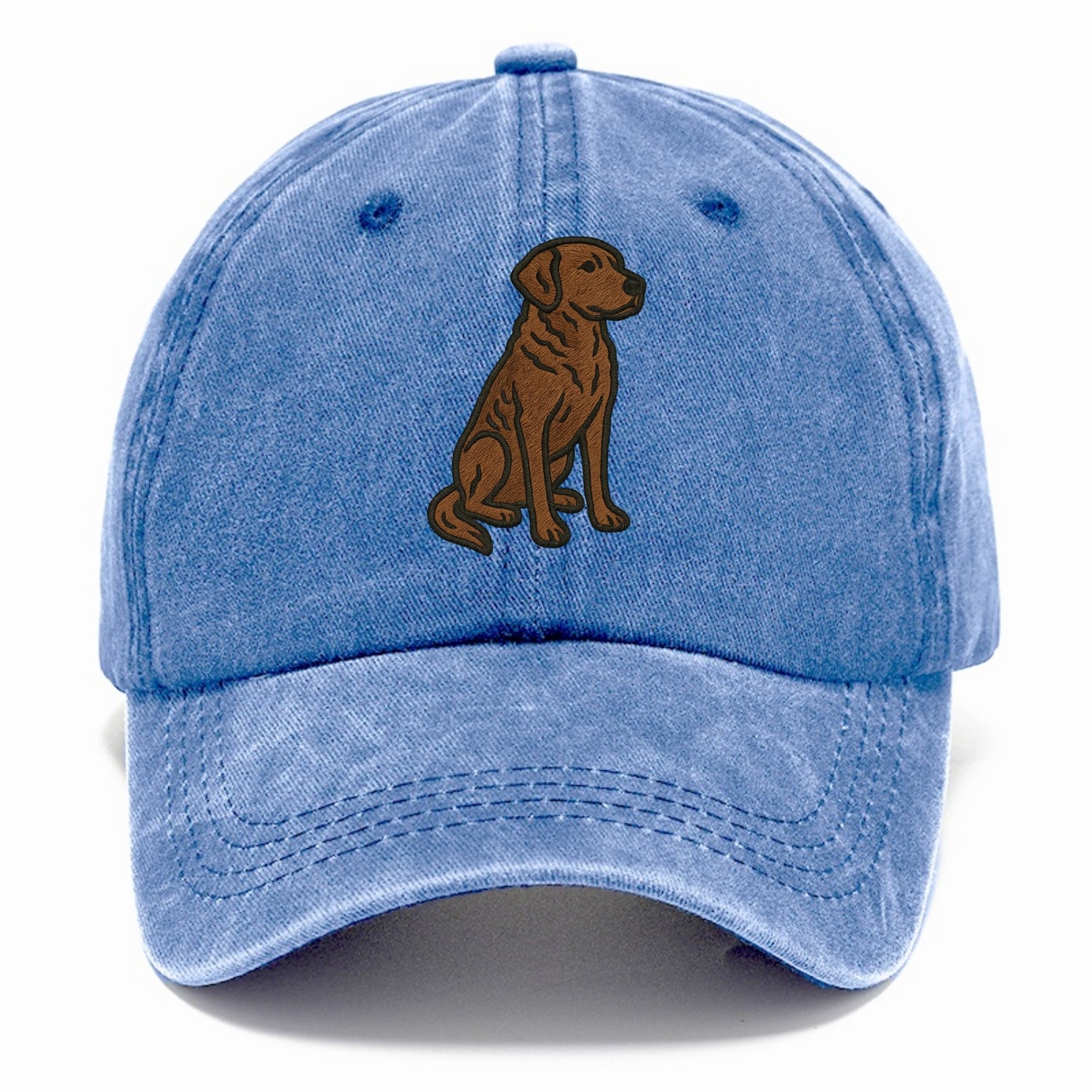 Chesapeake Bay Retriever - Brown wavy coat embroidered sitting pose - Classic Cap - Summer Sky(Blue)