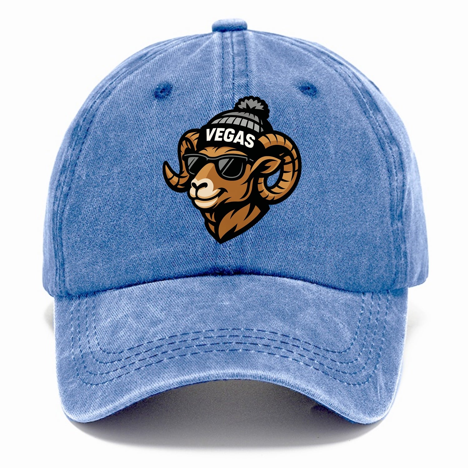 Vegas Desert Bighorn wearing Raiders silver and black beanie with pom pom and - Classic Cap - Summer Sky(Blue)