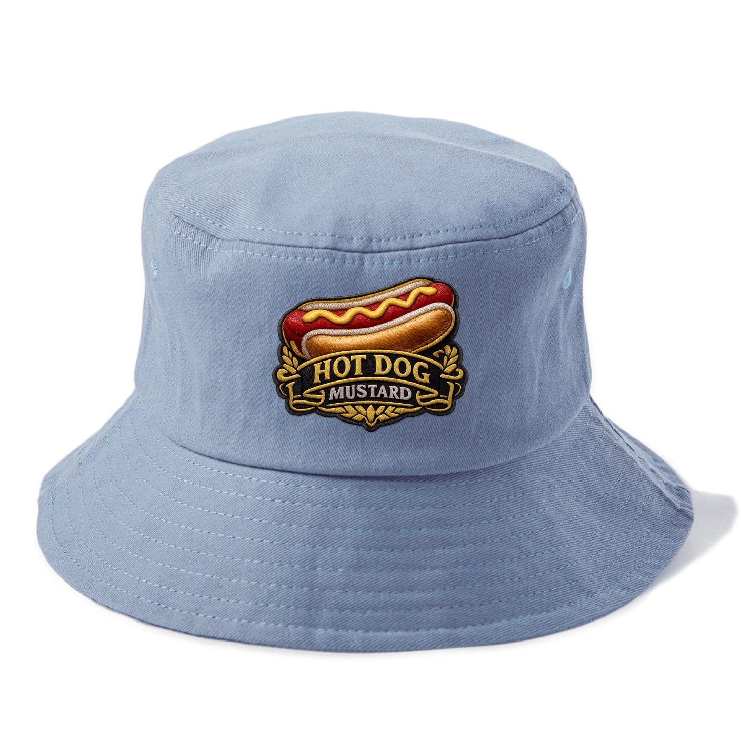 HOT DOG MUSTARD - classic hot dog in tan yellow red , ballpark food - Bucket Hat - Summer Sky(Blue)