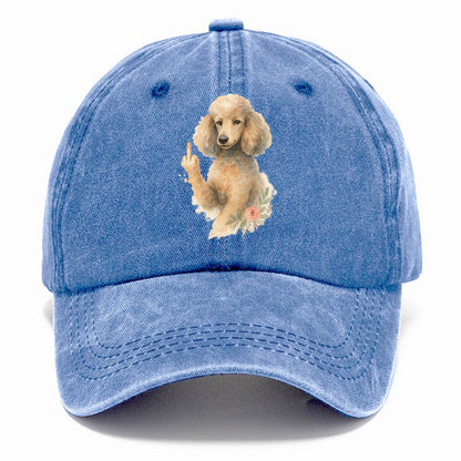 Standard Poodle with curly styled coat, intelligent face, fancy paw giving finger - Classic Cap - Summer Sky(Blue)