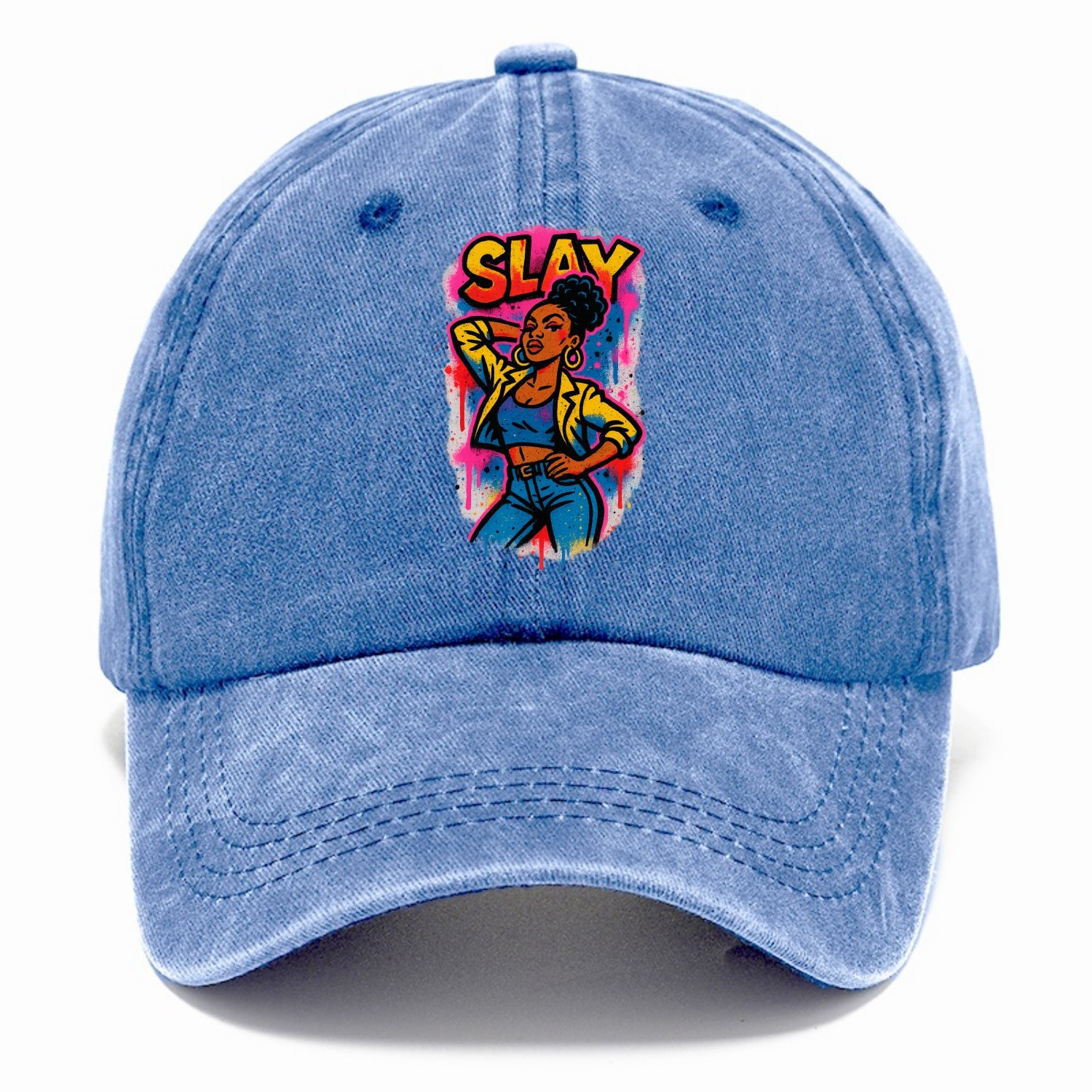 Empowered figure striking confident pose - "slay" culture, fierce and fabulous energy - Classic Cap - Summer Sky(Blue)