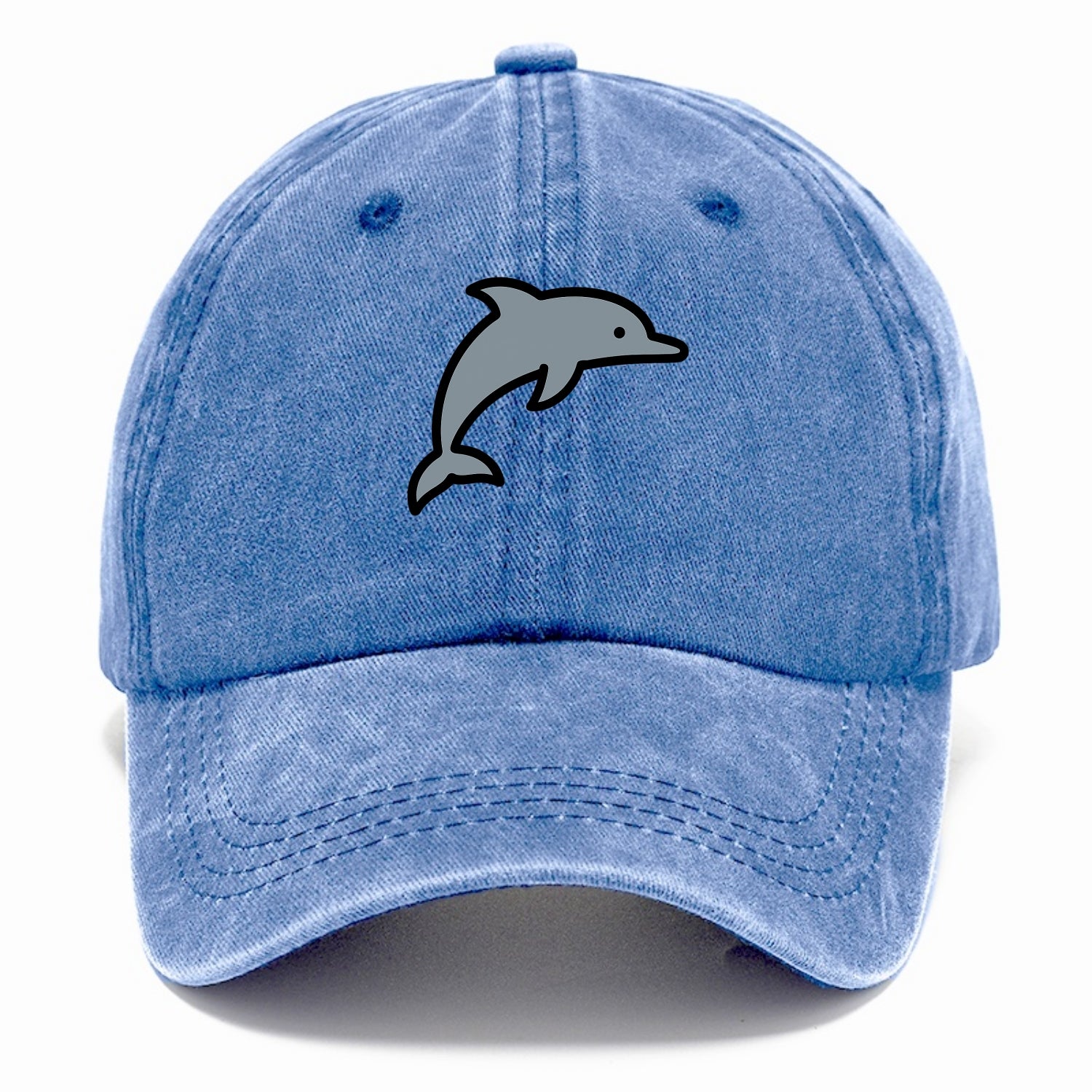 Bottlenose Dolphin - Gray jumping pose flat side profile - Classic Cap - Summer Sky(Blue)